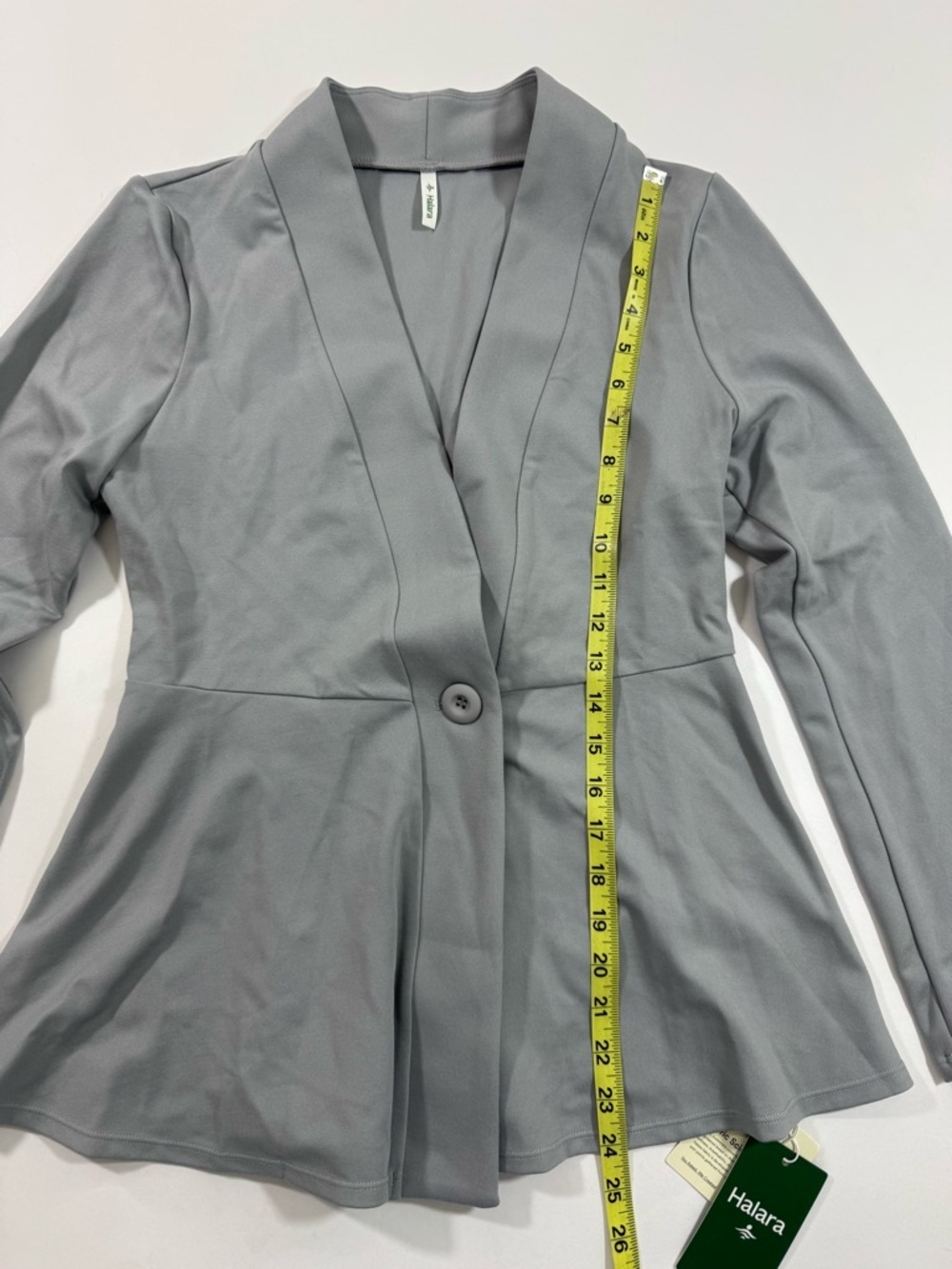 New Halara V Neck Single Button Peplum Jacket Earthy Grey - Picture 7 of 8